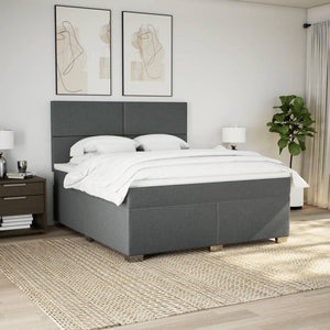 Κρεβάτι Boxspring με Στρώμα Σκούρο Γκρι 180x200 εκ Υφασμάτιν - Pakobazaar