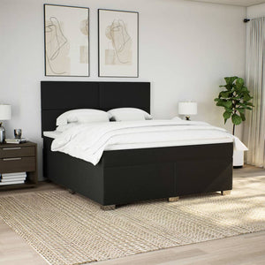 Κρεβάτι Boxspring με Στρώμα Μαύρο 180x200 εκ. Υφασμάτινο