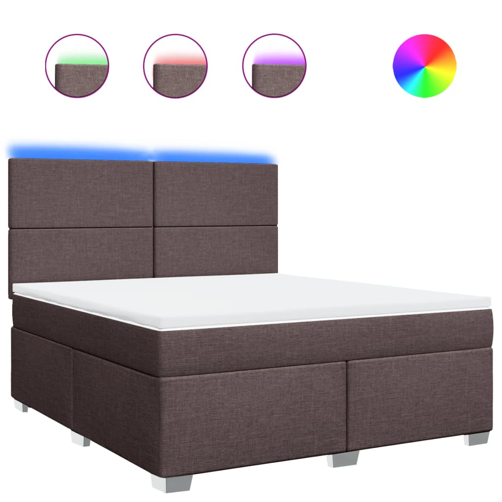 Κρεβάτι Boxspring με Στρώμα Σκούρο Καφέ 180x200 εκ Υφασμάτινο - Pakobazaar