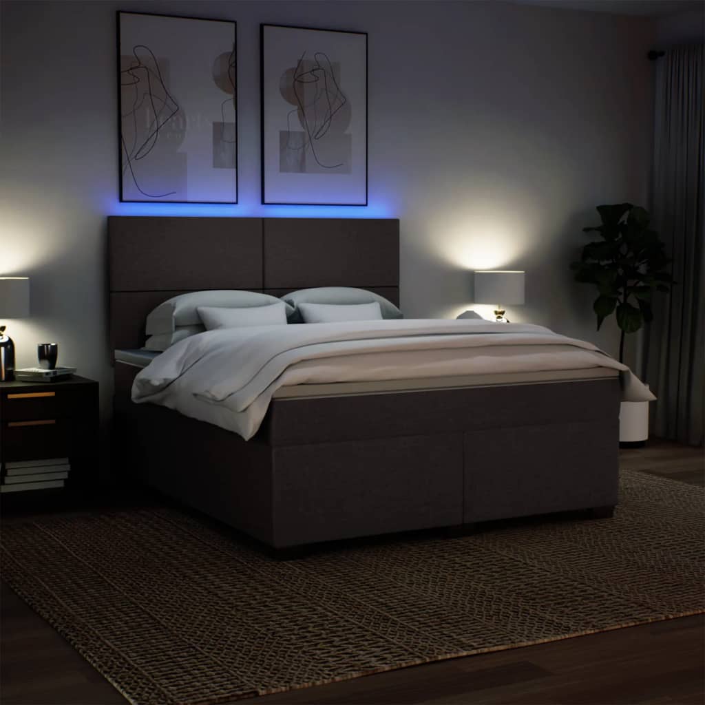 Κρεβάτι Boxspring με Στρώμα Σκούρο Καφέ 180x200 εκ Υφασμάτινο - Pakobazaar