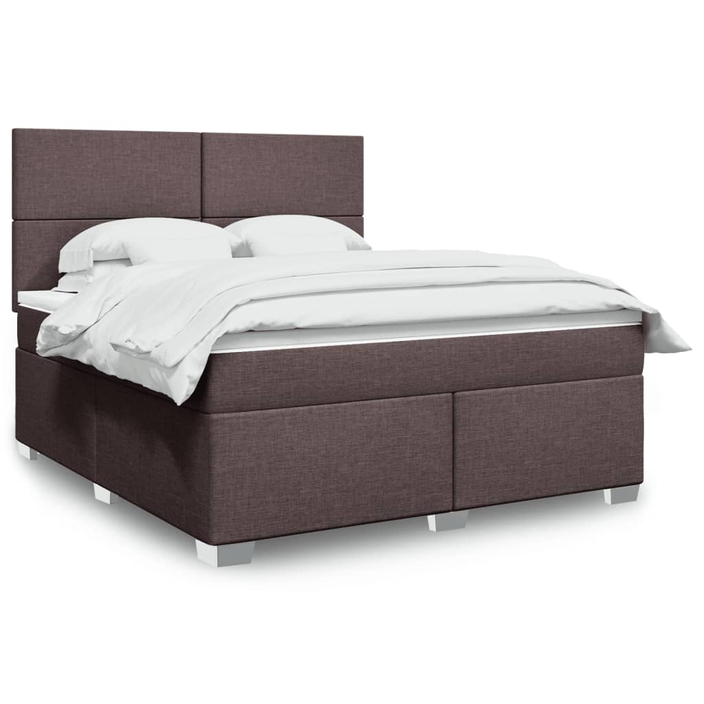 Κρεβάτι Boxspring με Στρώμα Σκούρο Καφέ 180x200 εκ Υφασμάτινο - Pakobazaar