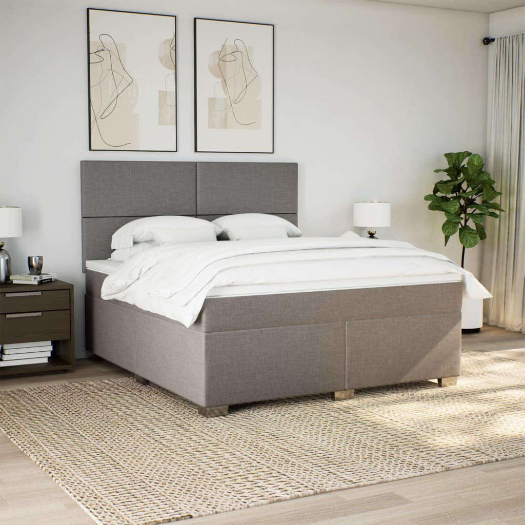 Κρεβάτι Boxspring με Στρώμα Taupe 180x200 εκ. Υφασμάτινο - Pakobazaar