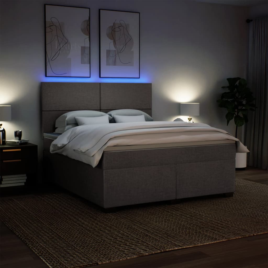 Κρεβάτι Boxspring με Στρώμα Taupe 180x200 εκ. Υφασμάτινο - Pakobazaar