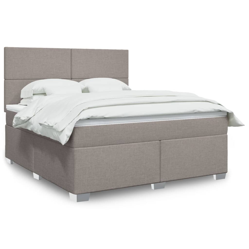 Κρεβάτι Boxspring με Στρώμα Taupe 180x200 εκ. Υφασμάτινο - Pakobazaar