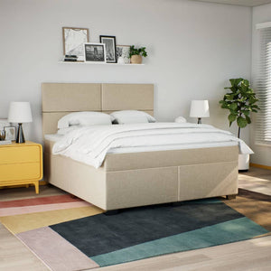 Κρεβάτι Boxspring με Στρώμα Κρεμ 180x200 εκ. Υφασμάτινο - Pakobazaar