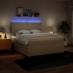 Κρεβάτι Boxspring με Στρώμα Κρεμ 180x200 εκ. Υφασμάτινο - Pakobazaar