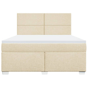 Κρεβάτι Boxspring με Στρώμα Κρεμ 180x200 εκ. Υφασμάτινο - Pakobazaar