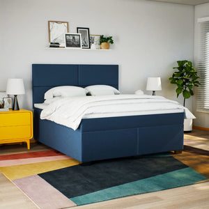 Κρεβάτι Boxspring με Στρώμα Μπλε 180x200 εκ. Υφασμάτινο