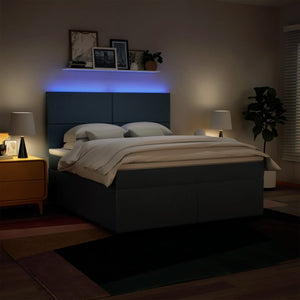 Κρεβάτι Boxspring με Στρώμα Μπλε 180x200 εκ. Υφασμάτινο