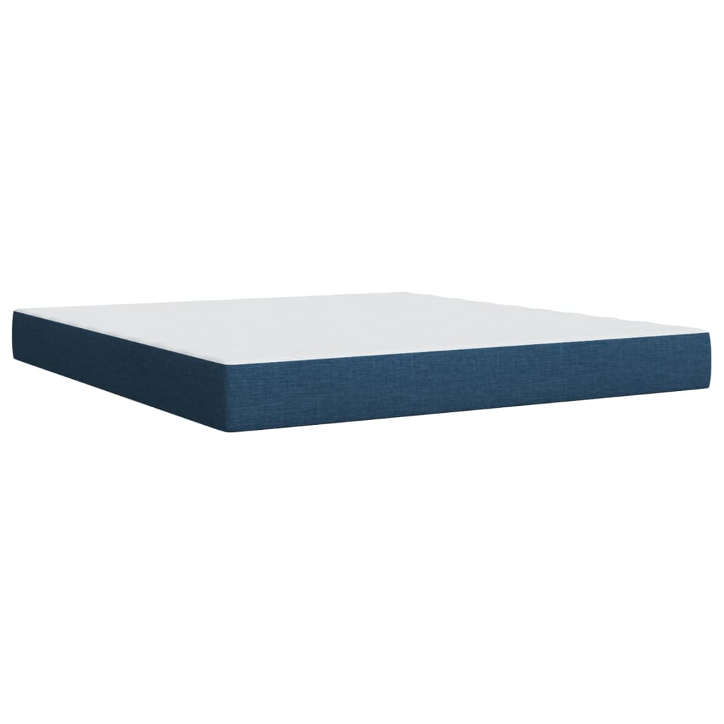 Κρεβάτι Boxspring με Στρώμα Μπλε 180x200 εκ. Υφασμάτινο