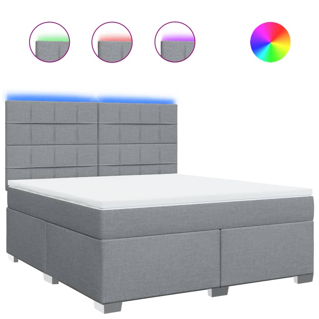 Κρεβάτι Boxspring με Στρώμα Ανοιχτό Γκρι 180x200 εκ. Υφασμάτινο - Pakobazaar