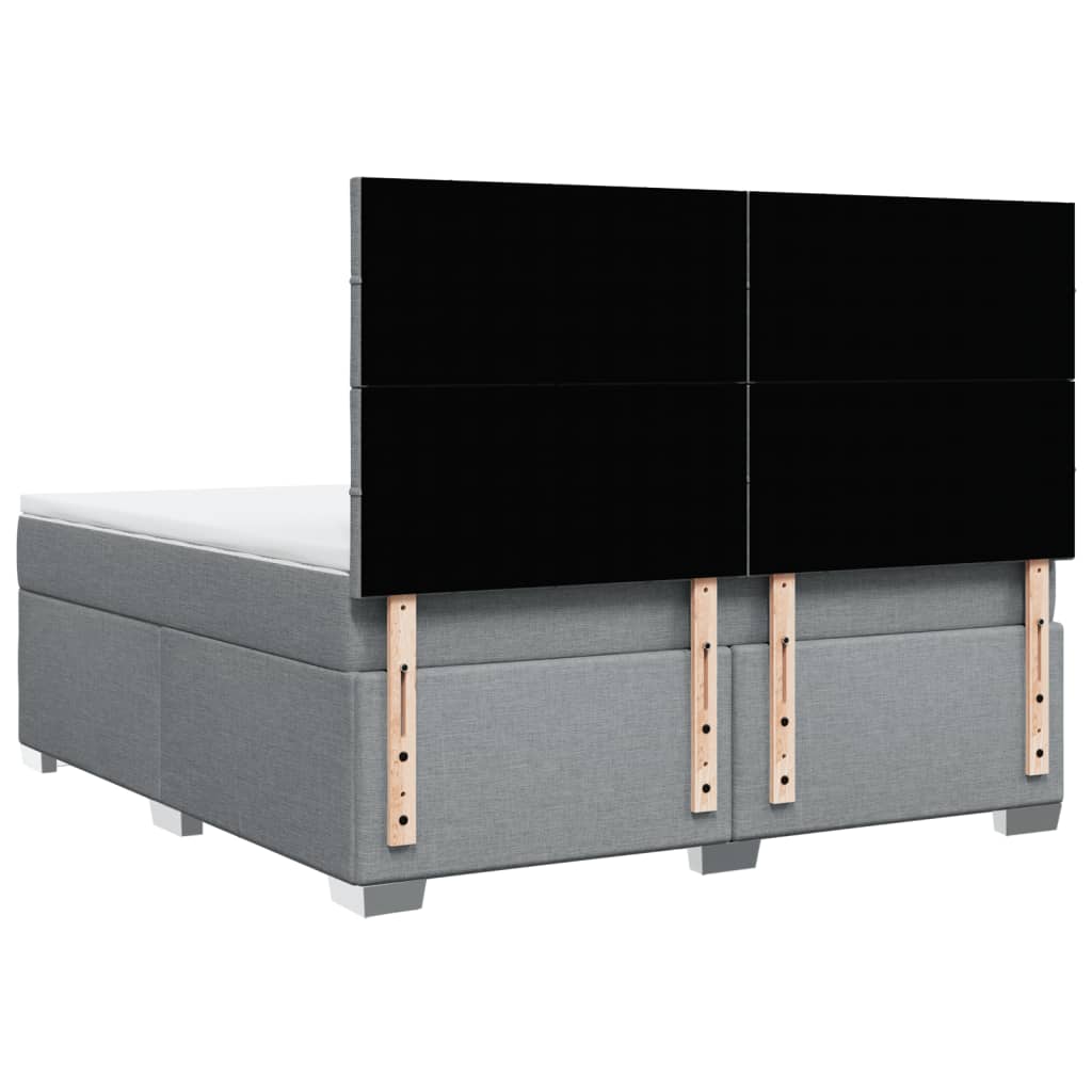 Κρεβάτι Boxspring με Στρώμα Ανοιχτό Γκρι 180x200 εκ. Υφασμάτινο - Pakobazaar