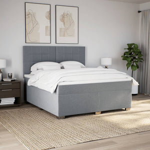 Κρεβάτι Boxspring με Στρώμα Ανοιχτό Γκρι 180x200 εκ. Υφασμάτινο - Pakobazaar