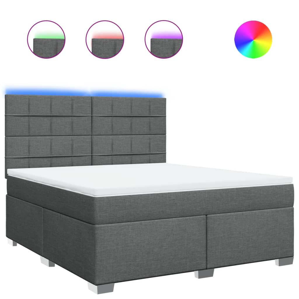 Κρεβάτι Boxspring με Στρώμα Σκούρο Γκρι 180x200 εκ Υφασμάτιν - Pakobazaar