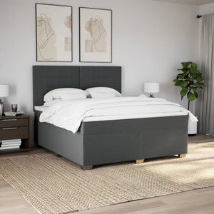 Κρεβάτι Boxspring με Στρώμα Σκούρο Γκρι 180x200 εκ Υφασμάτιν - Pakobazaar