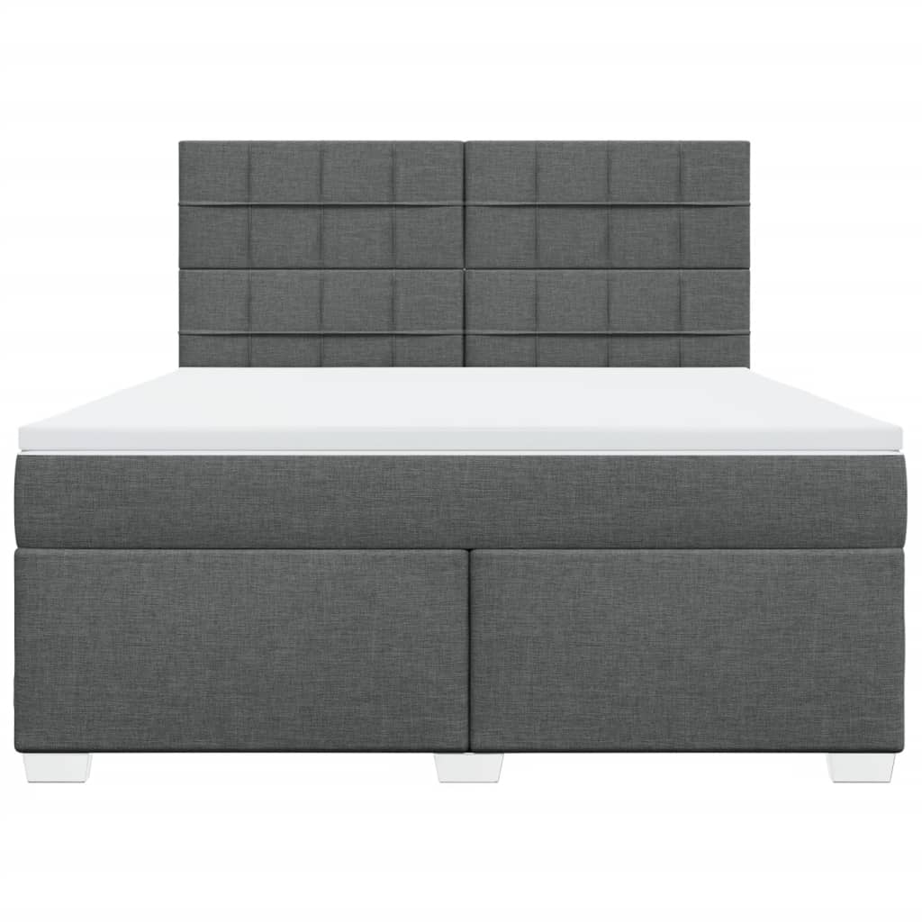 Κρεβάτι Boxspring με Στρώμα Σκούρο Γκρι 180x200 εκ Υφασμάτιν - Pakobazaar