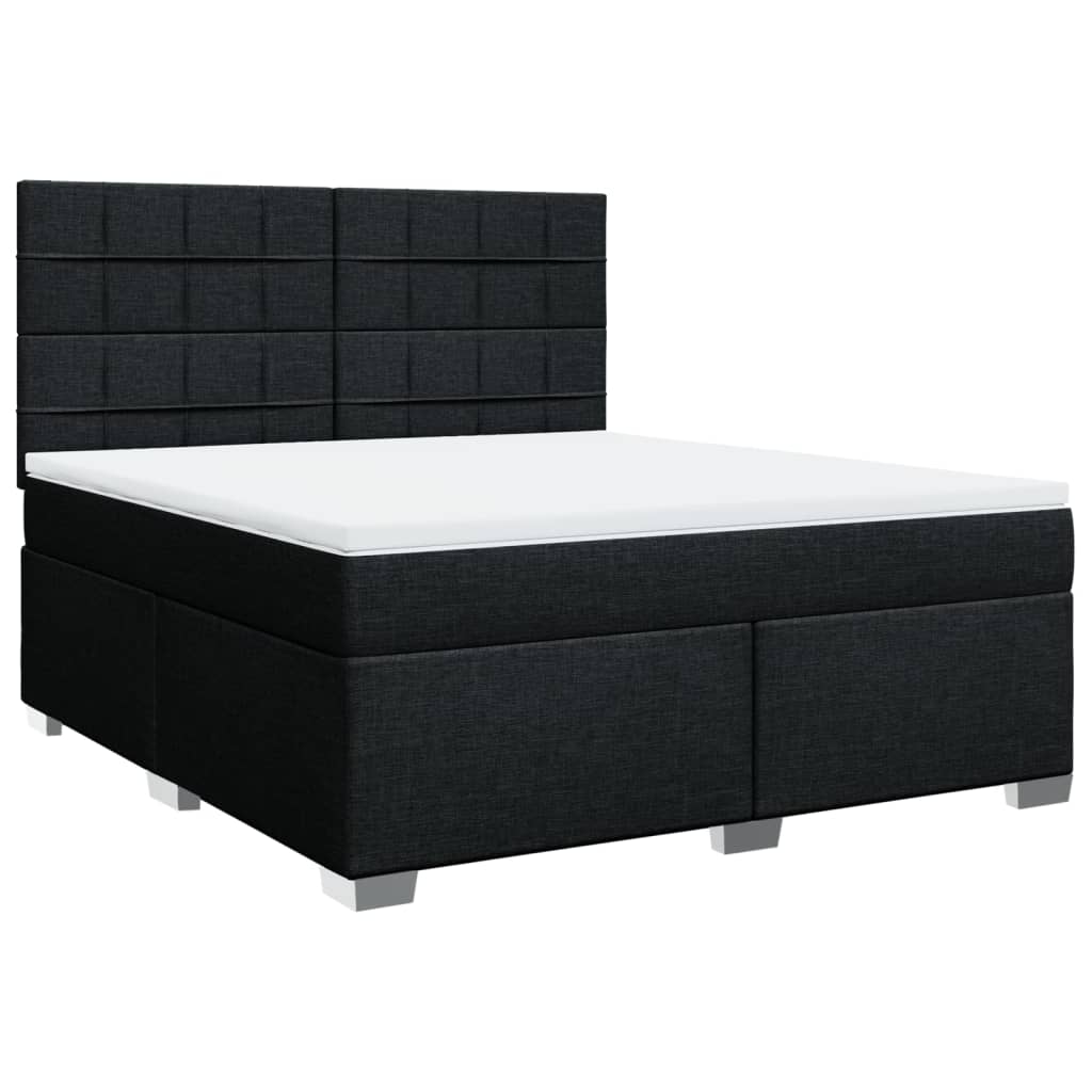 Κρεβάτι Boxspring με Στρώμα Μαύρο 180x200 εκ. Υφασμάτινο
