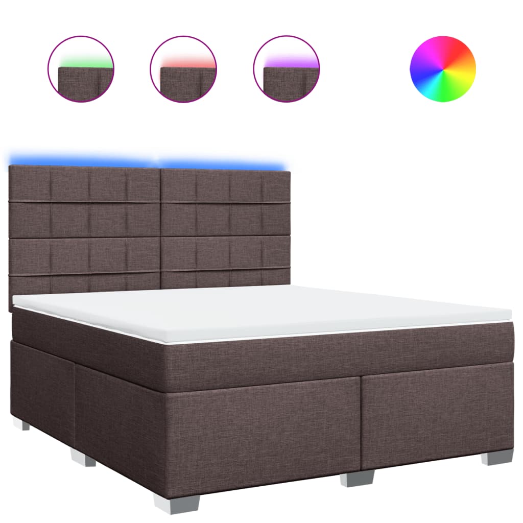 Κρεβάτι Boxspring με Στρώμα Σκούρο Καφέ 180x200 εκ Υφασμάτινο - Pakobazaar