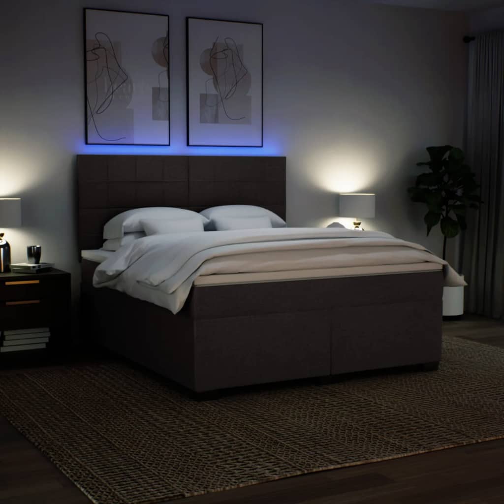 Κρεβάτι Boxspring με Στρώμα Σκούρο Καφέ 180x200 εκ Υφασμάτινο - Pakobazaar