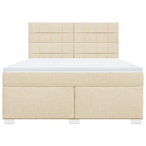 Κρεβάτι Boxspring με Στρώμα Κρεμ 180x200 εκ. Υφασμάτινο