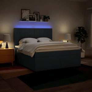 Κρεβάτι Boxspring με Στρώμα Μπλε 180x200 εκ. Υφασμάτινο - Pakobazaar