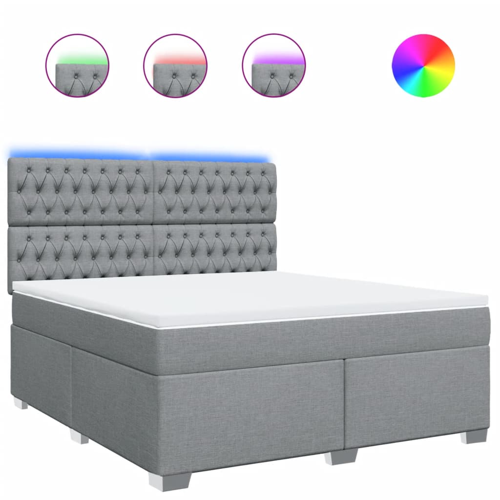 Κρεβάτι Boxspring με Στρώμα Ανοιχτό Γκρι 180x200 εκ. Υφασμάτινο - Pakobazaar