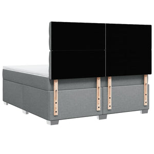 Κρεβάτι Boxspring με Στρώμα Ανοιχτό Γκρι 180x200 εκ. Υφασμάτινο - Pakobazaar