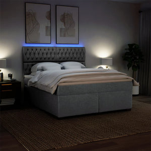 Κρεβάτι Boxspring με Στρώμα Ανοιχτό Γκρι 180x200 εκ. Υφασμάτινο - Pakobazaar