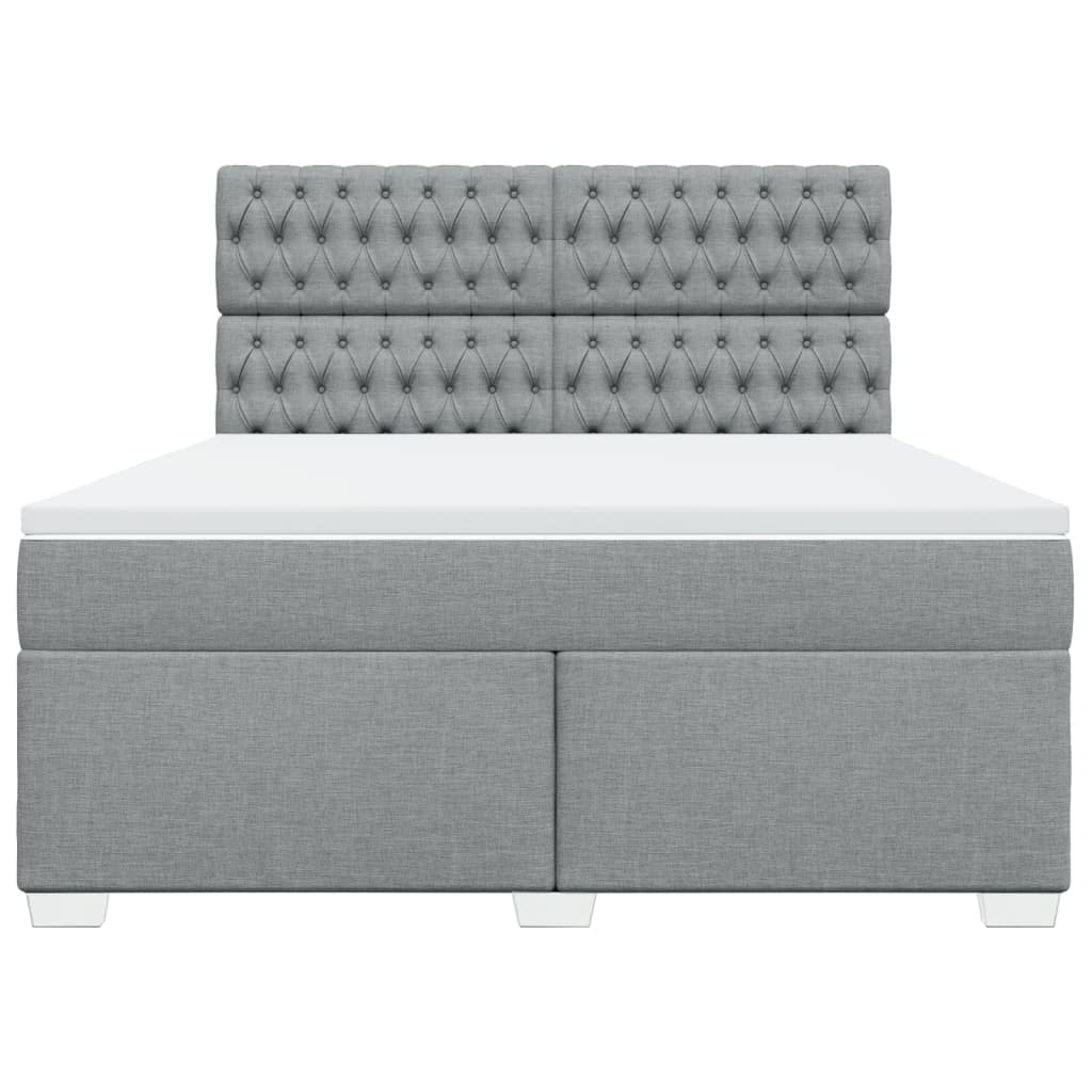 Κρεβάτι Boxspring με Στρώμα Ανοιχτό Γκρι 180x200 εκ. Υφασμάτινο - Pakobazaar
