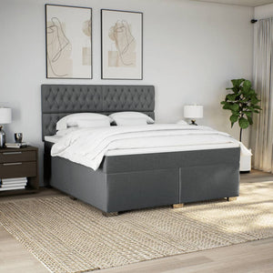 Κρεβάτι Boxspring με Στρώμα Σκούρο Γκρι 180x200 εκ Υφασμάτιν - Pakobazaar
