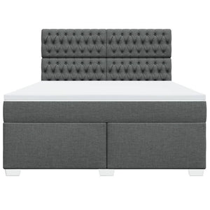 Κρεβάτι Boxspring με Στρώμα Σκούρο Γκρι 180x200 εκ Υφασμάτιν - Pakobazaar