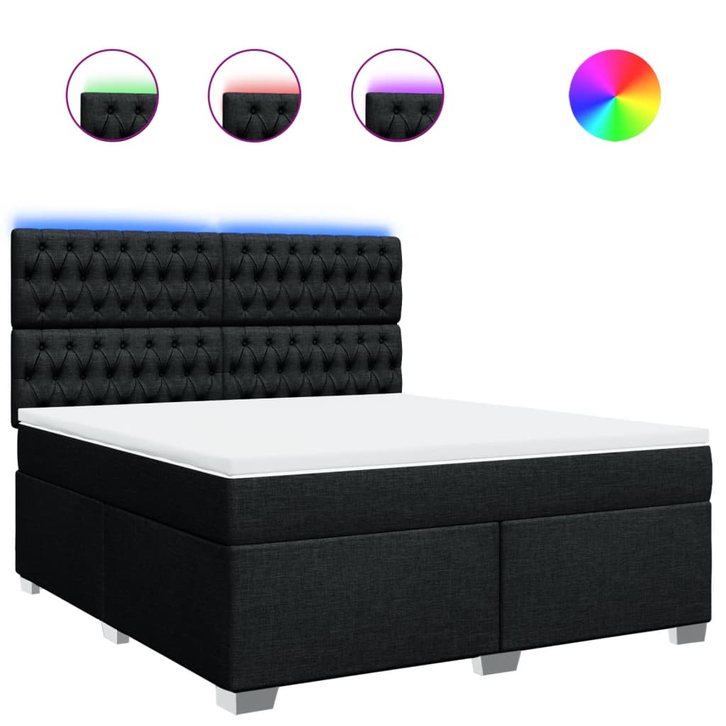 Κρεβάτι Boxspring με Στρώμα Μαύρο 180x200 εκ. Υφασμάτινο - Pakobazaar