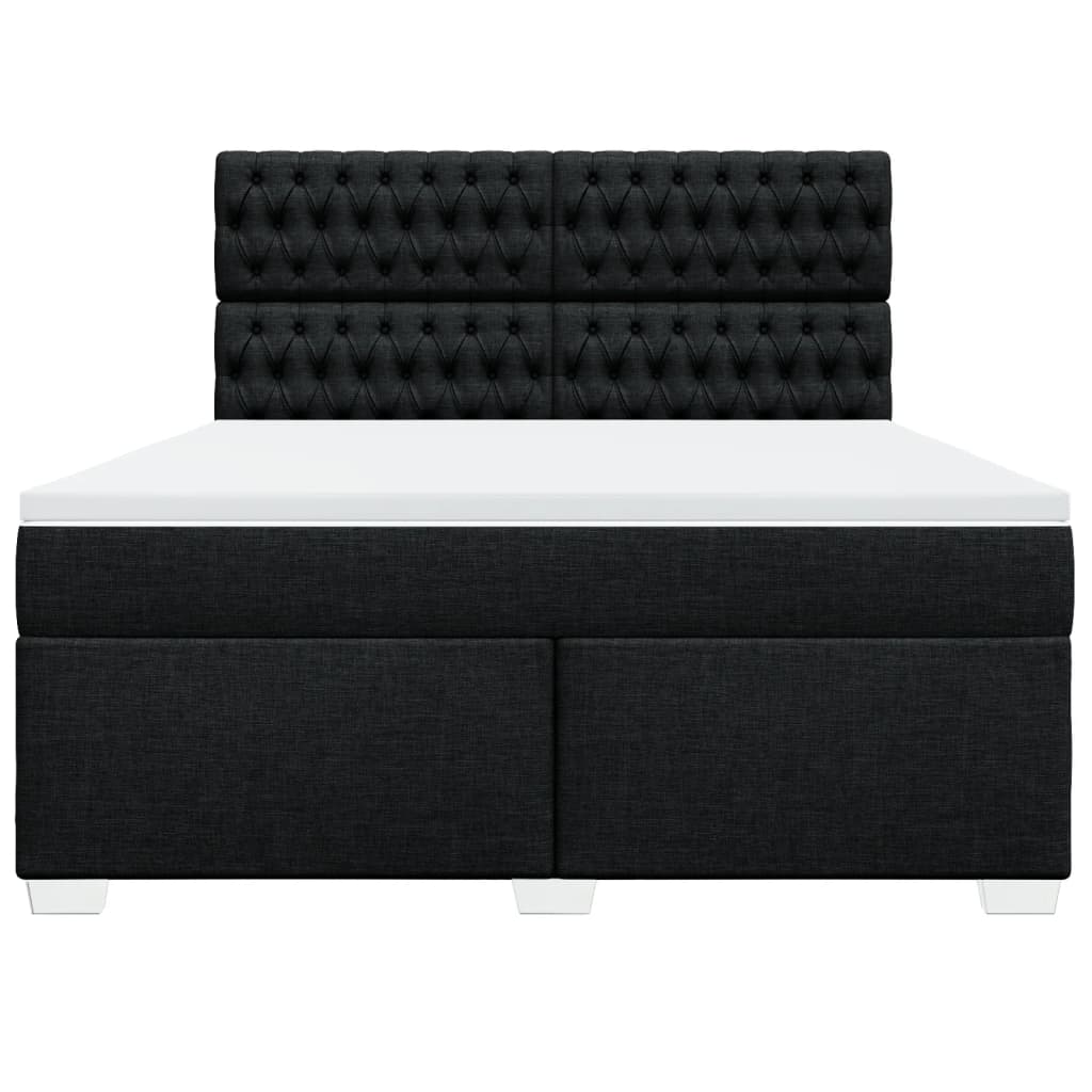 Κρεβάτι Boxspring με Στρώμα Μαύρο 180x200 εκ. Υφασμάτινο - Pakobazaar