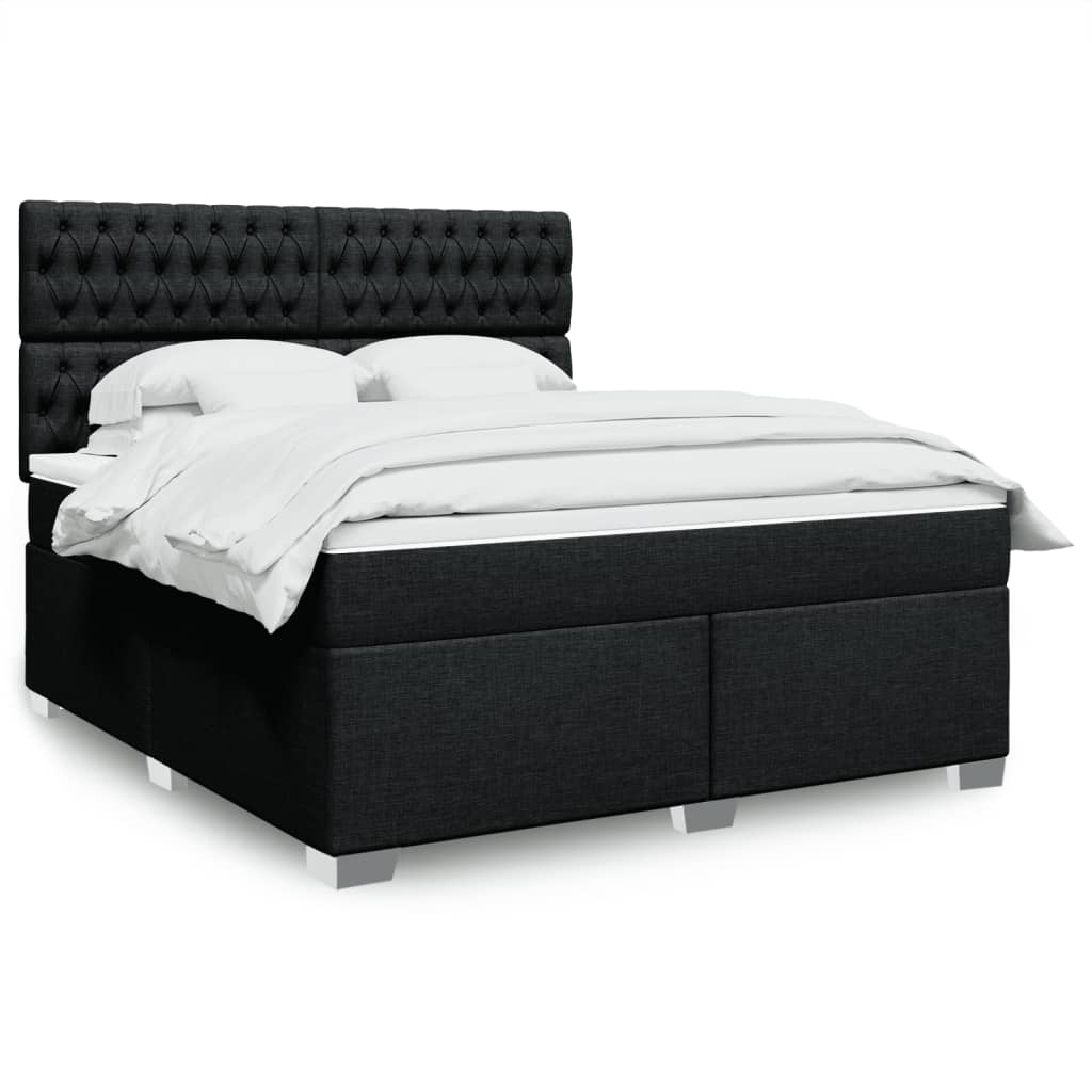 Κρεβάτι Boxspring με Στρώμα Μαύρο 180x200 εκ. Υφασμάτινο - Pakobazaar