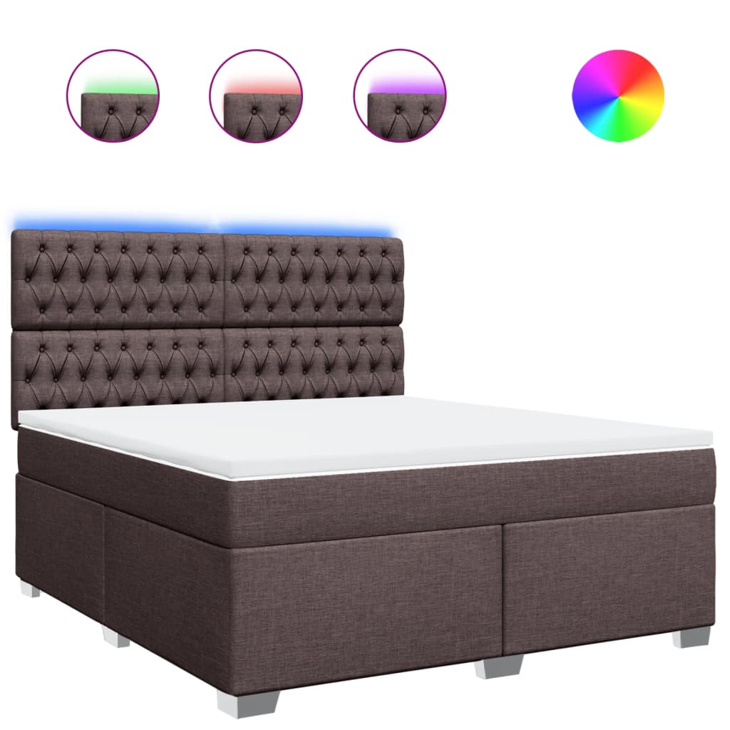 Κρεβάτι Boxspring με Στρώμα Σκούρο Καφέ 180x200 εκ Υφασμάτινο - Pakobazaar