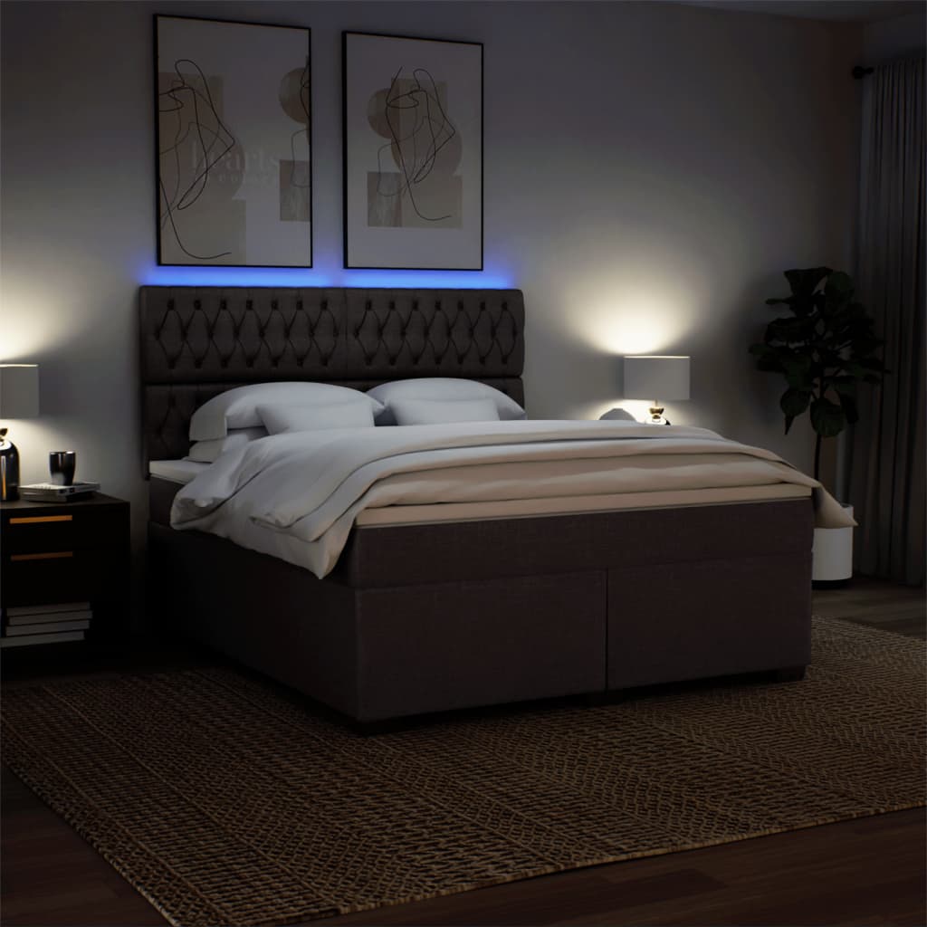 Κρεβάτι Boxspring με Στρώμα Σκούρο Καφέ 180x200 εκ Υφασμάτινο - Pakobazaar