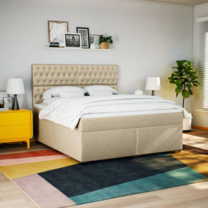 Κρεβάτι Boxspring με Στρώμα Κρεμ 180x200 εκ. Υφασμάτινο - Pakobazaar