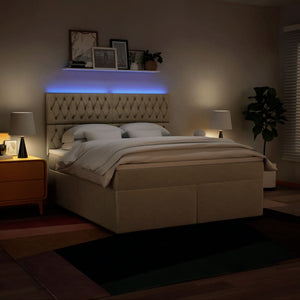 Κρεβάτι Boxspring με Στρώμα Κρεμ 180x200 εκ. Υφασμάτινο - Pakobazaar