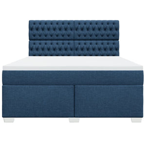 Κρεβάτι Boxspring με Στρώμα Μπλε 180x200 εκ. Υφασμάτινο