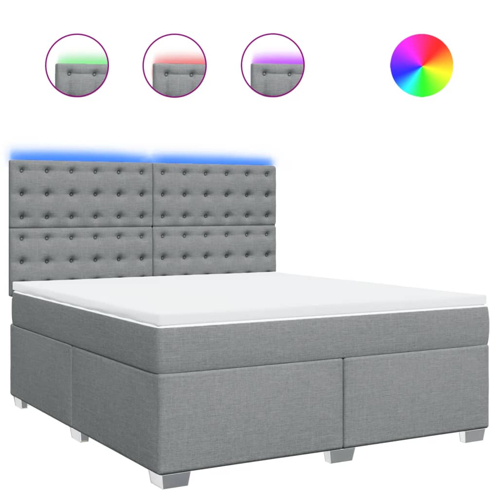 Κρεβάτι Boxspring με Στρώμα Ανοιχτό Γκρι 180x200 εκ. Υφασμάτινο - Pakobazaar