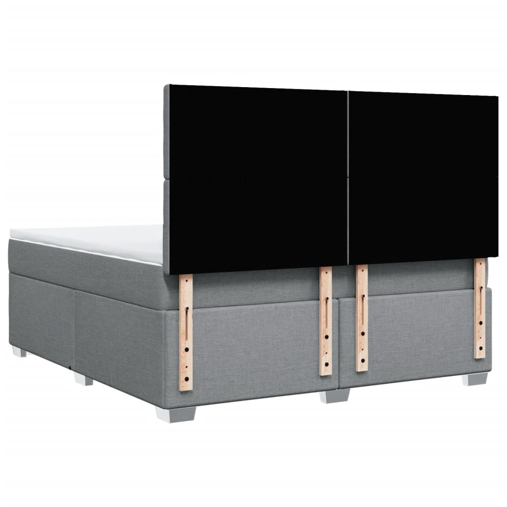 Κρεβάτι Boxspring με Στρώμα Ανοιχτό Γκρι 180x200 εκ. Υφασμάτινο - Pakobazaar