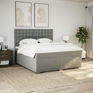 Κρεβάτι Boxspring με Στρώμα Ανοιχτό Γκρι 180x200 εκ. Υφασμάτινο - Pakobazaar