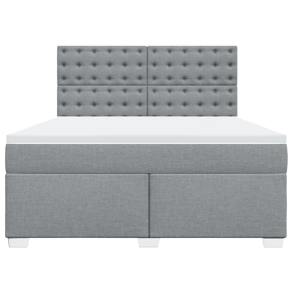 Κρεβάτι Boxspring με Στρώμα Ανοιχτό Γκρι 180x200 εκ. Υφασμάτινο - Pakobazaar