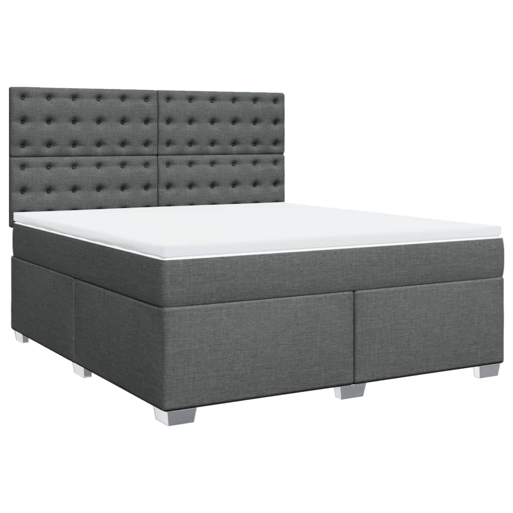 Κρεβάτι Boxspring με Στρώμα Σκούρο Γκρι 180x200 εκ Υφασμάτιν - Pakobazaar