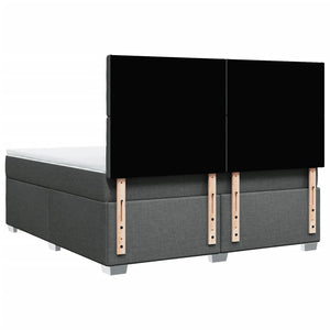 Κρεβάτι Boxspring με Στρώμα Σκούρο Γκρι 180x200 εκ Υφασμάτιν - Pakobazaar