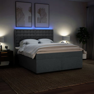 Κρεβάτι Boxspring με Στρώμα Σκούρο Γκρι 180x200 εκ Υφασμάτιν - Pakobazaar