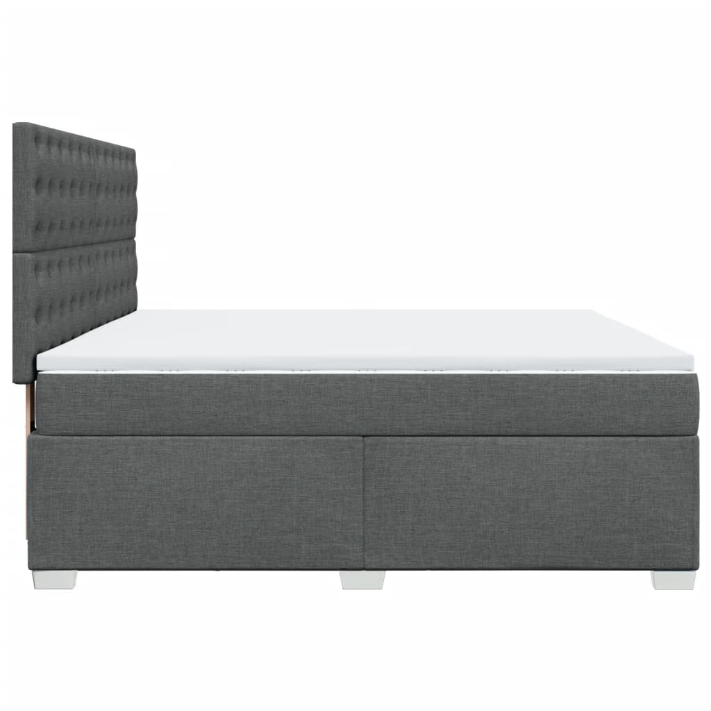 Κρεβάτι Boxspring με Στρώμα Σκούρο Γκρι 180x200 εκ Υφασμάτιν - Pakobazaar