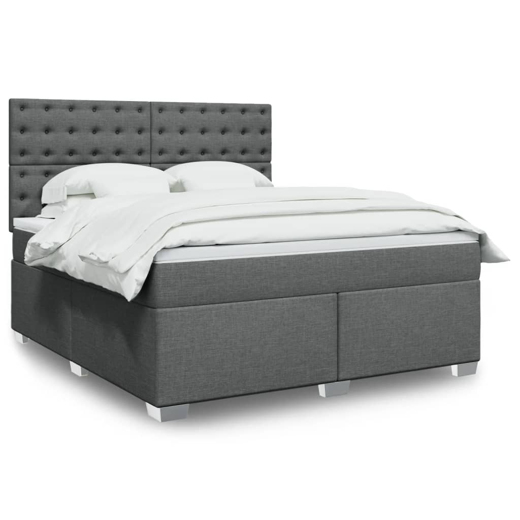 Κρεβάτι Boxspring με Στρώμα Σκούρο Γκρι 180x200 εκ Υφασμάτιν - Pakobazaar