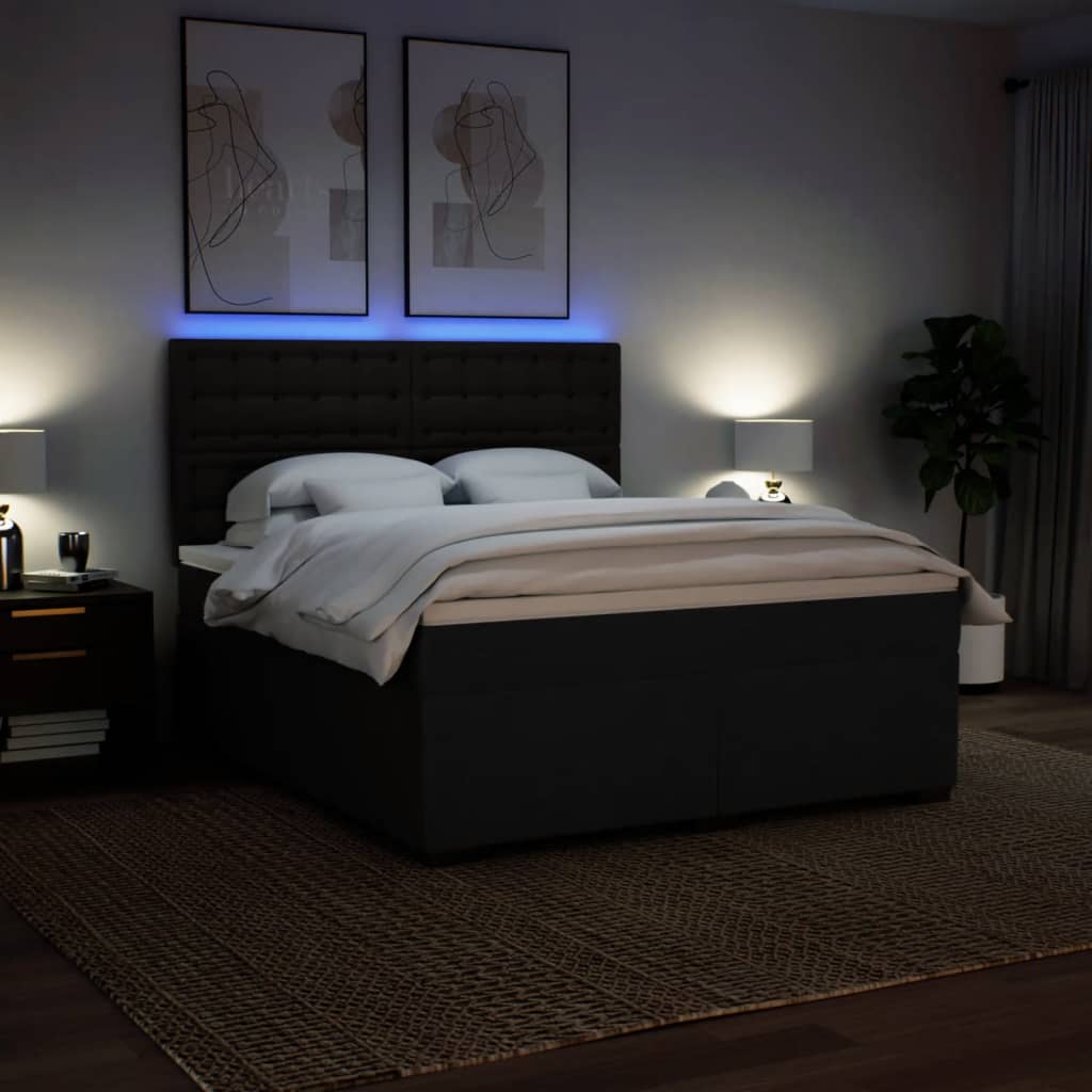 Κρεβάτι Boxspring με Στρώμα Μαύρο 180x200 εκ. Υφασμάτινο - Pakobazaar