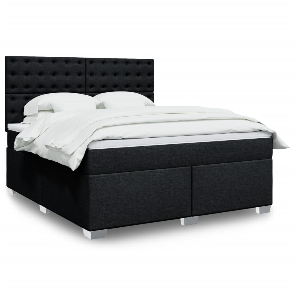 Κρεβάτι Boxspring με Στρώμα Μαύρο 180x200 εκ. Υφασμάτινο - Pakobazaar